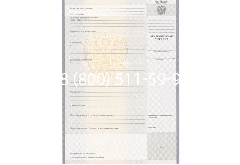 Купить Академическая справка образца 2010-2011 год для колледжа в Владимире Купить Академическая справка образца 2010-2011 год для колледжа в Владимире