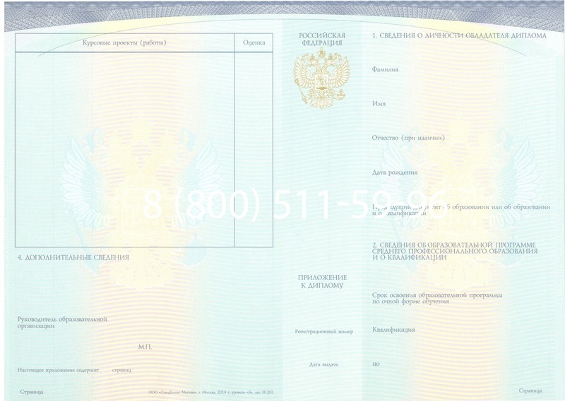Купить Диплом о среднем образовании (Спецбланк) 2014-2024 года в Владимире